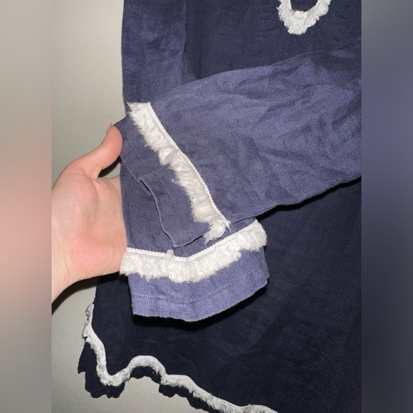 Sail to Sable women’s navy linen dress L summer vacation beach nautical boho - Picture 4 of 7